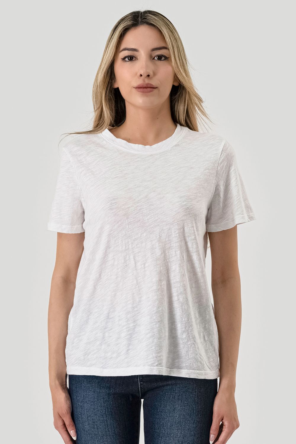 SLUB CREW NECK T-SHIRT, Contents:100% COTTON