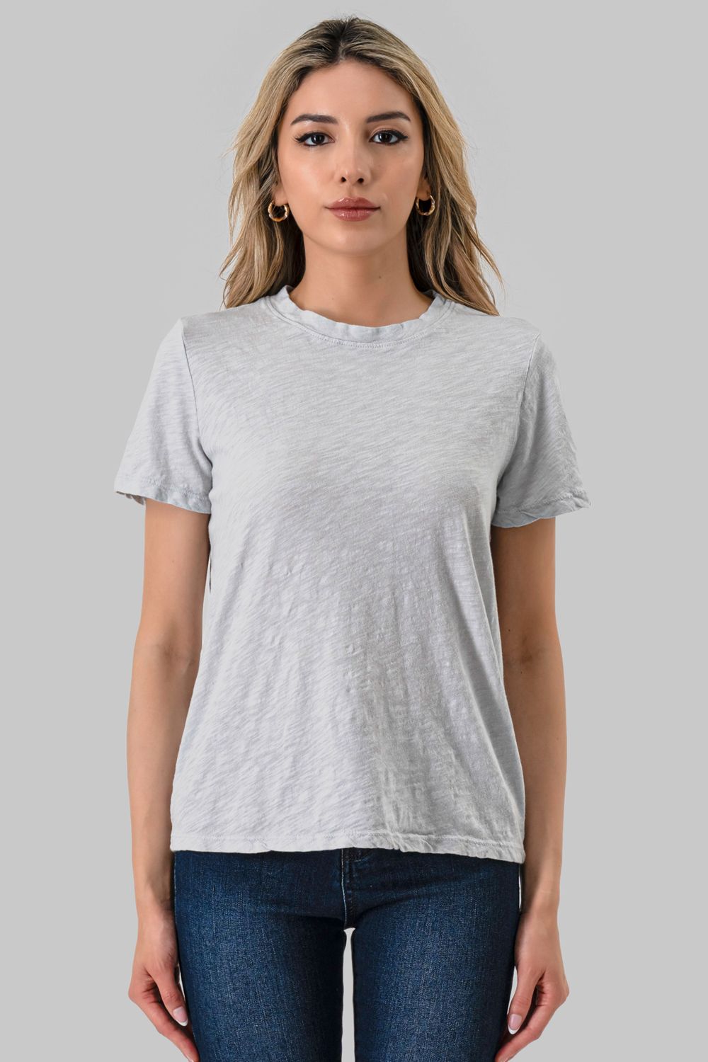 SLUB CREW NECK T-SHIRT, Contents:100% COTTON