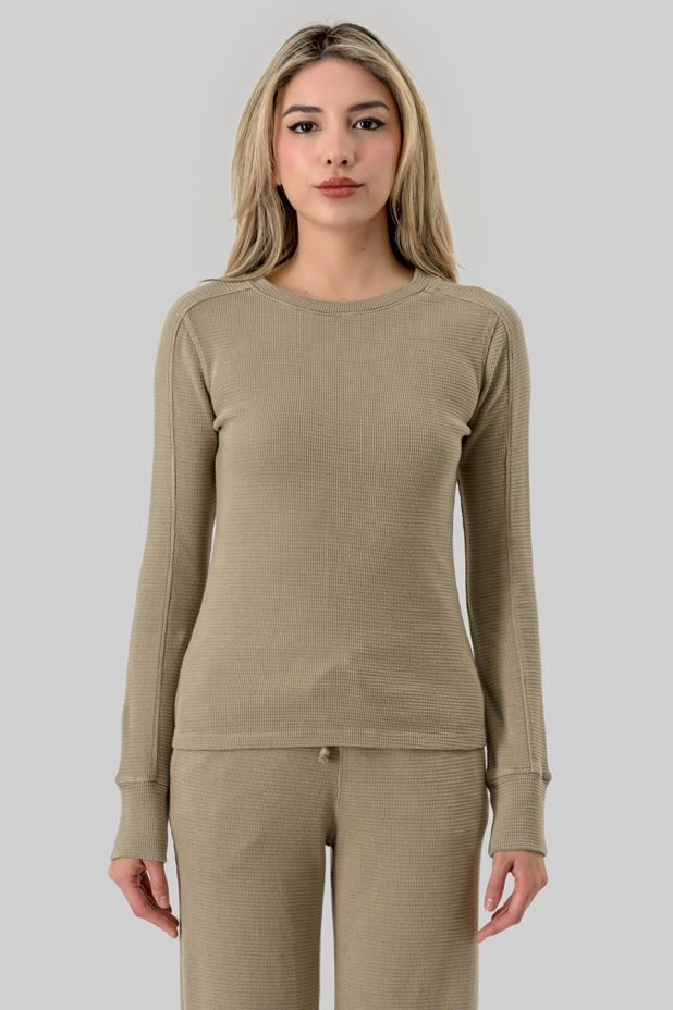 GARMENT DYED COTTON THERMAL LONG SLEEVE, Contents:100% COTTON