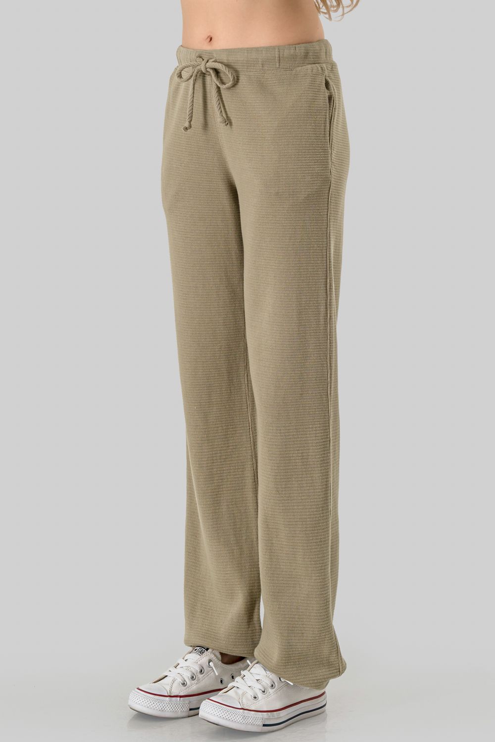 GARMENT DYED COTTON THERMAL SWEATPANTS, Contents:100% COTTON